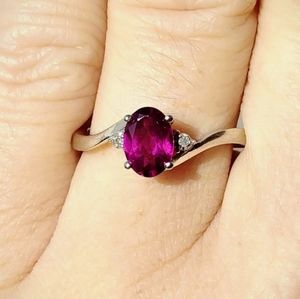 10kt White Gold Rhodolite and Diamond Ring Size 7